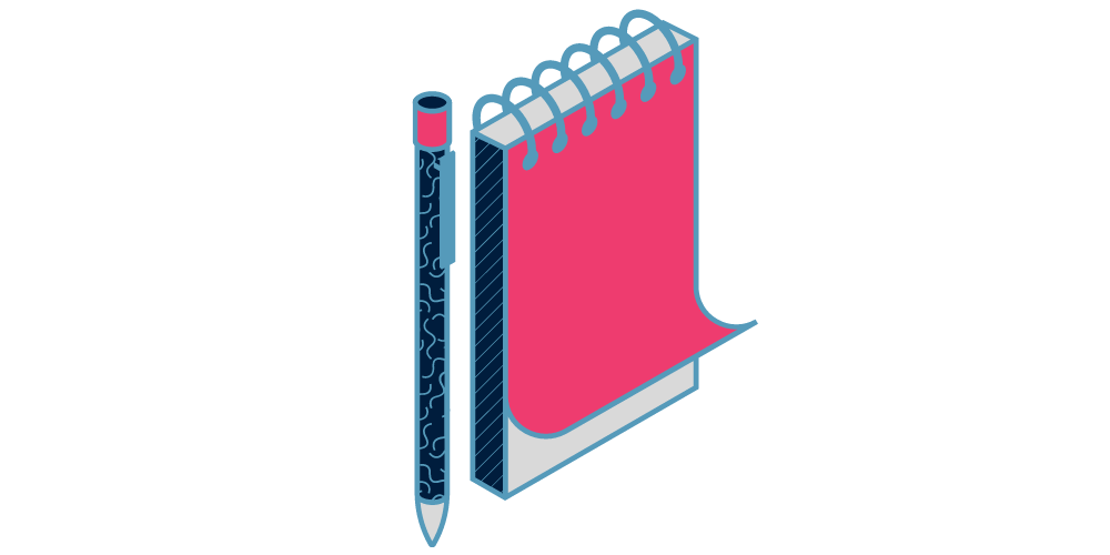 pink and blue notepad graphic transparent background