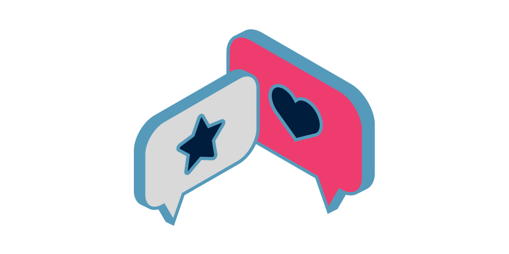 Like and heart social media icons