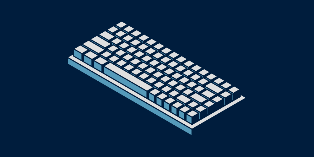 a blue and white keyboard cartoon in 3d