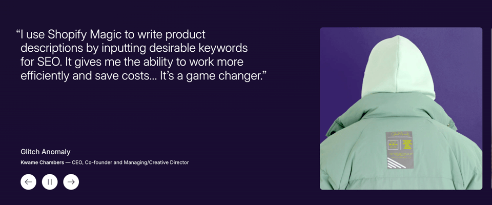Shopify Magic Testimonial Screenshot